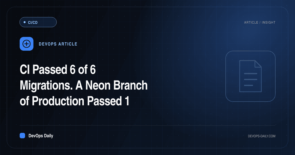 CI Passed 6 of 6 Migrations. A Neon Branch of Production Passed 1